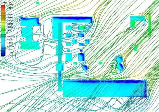 图3 大气流动迹线分布图为指导优化厂区隔音带布置