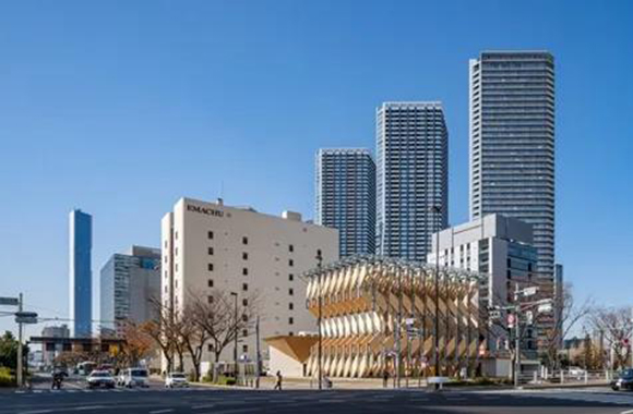 隈研吾设计临时的袖珍公园，用木材将打造交叉叠层建筑.jpg