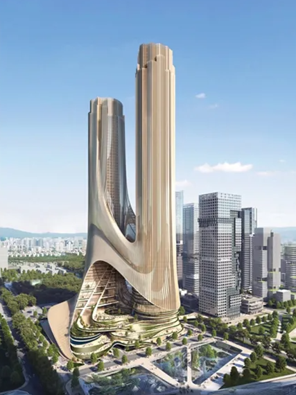 扎哈在深圳新项目，由种植台阶组成的超高层双子摩天大楼.png