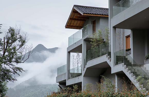 桐庐青年旅社山涧房，从传统山水画中提取建筑要素