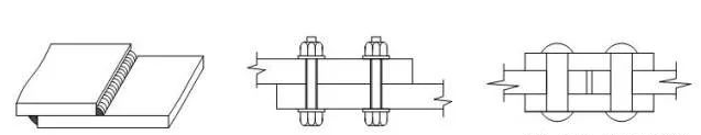 焊缝连接、螺栓连接和铆钉连接三种