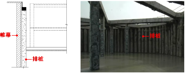 围护排桩实景照