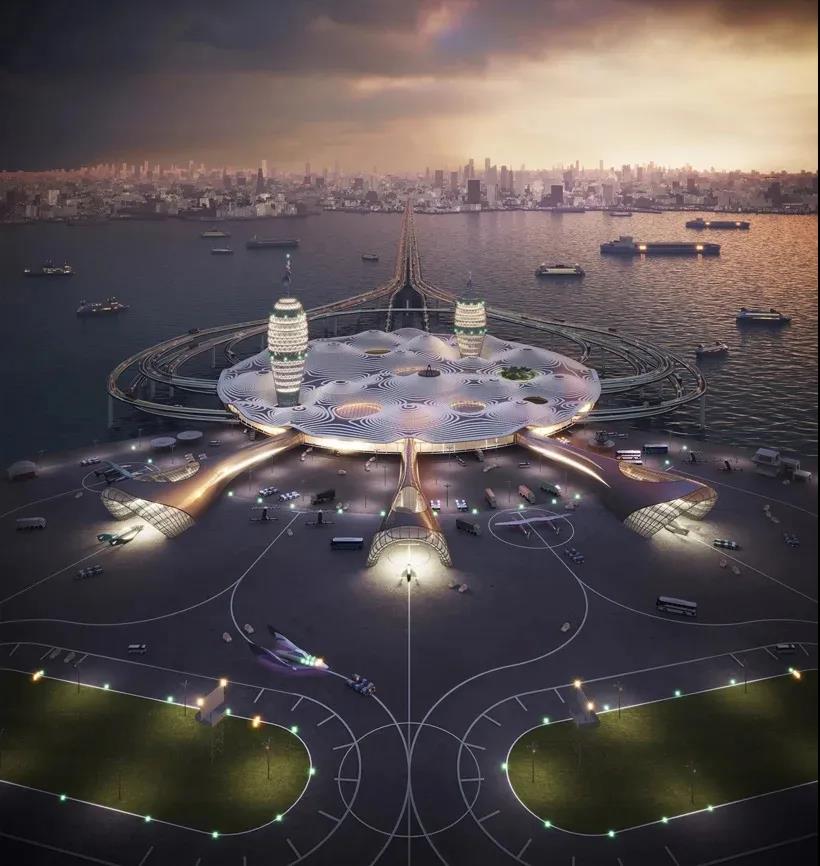 日本未来派交通枢纽“航天港”，一个波浪状的景观建筑.jpg