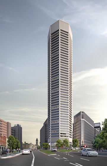 这座49层楼高的出租大楼被称为"八角楼"(octagon),将成为伯明翰市中心