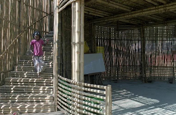 孟加拉Ukhia学校，竹子建筑立面打造自然舒适的环境.jpg