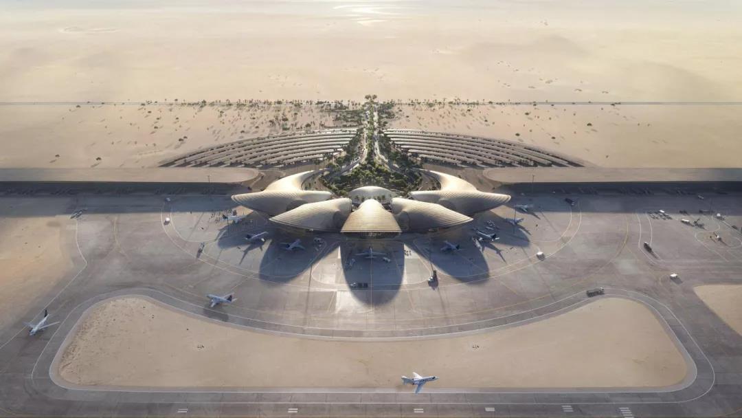 沙特阿拉伯红海国际机场开建，由五个类似沙丘状的吊舱组成.jpg
