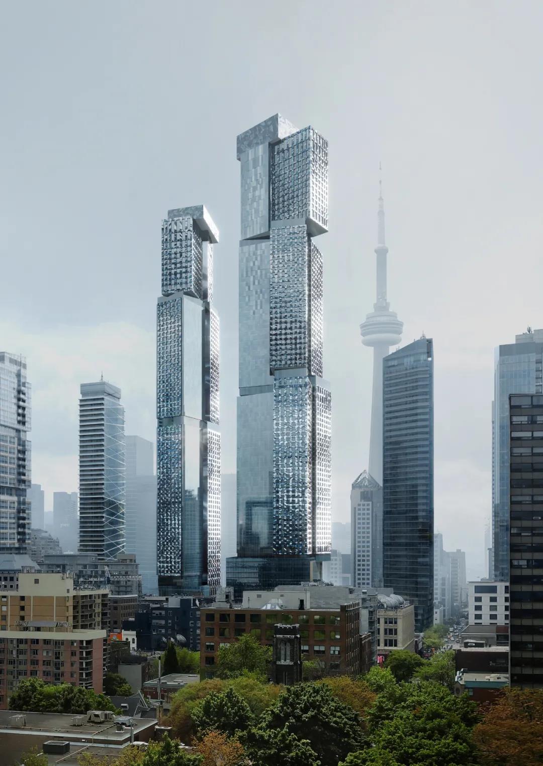 超高层建筑多伦多盖里项目大厦，能反射出天空的光线和色彩.jpg