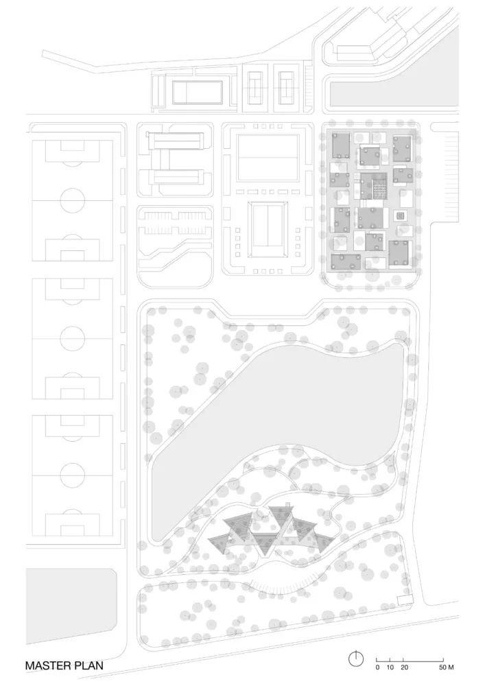 武重义新作『Viettel学院教育中心』，漂浮走道连接12个红砖单体