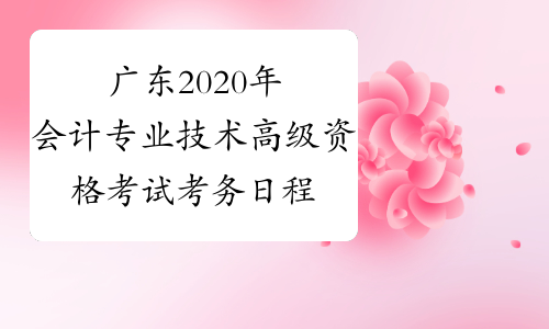 广东2020年会计专业技术高级资格考试考务日程