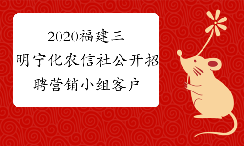 2020福建三明宁化农信社公开招聘营销小组客户经理助理6人