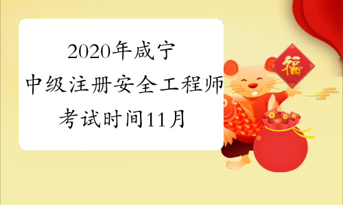2020年咸宁中级注册安全工程师考试时间11月14日至15日
