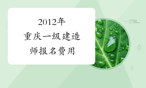 2012年重庆一级建造师报名费用