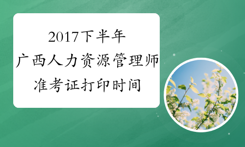 2017下半年广西人力资源管理师准考证打印时间：11月13日-17日