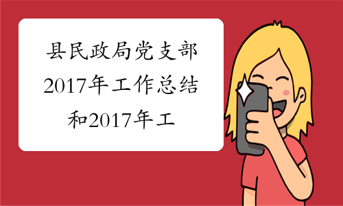 县民政局党支部2017年工作总结和2017年工作计划