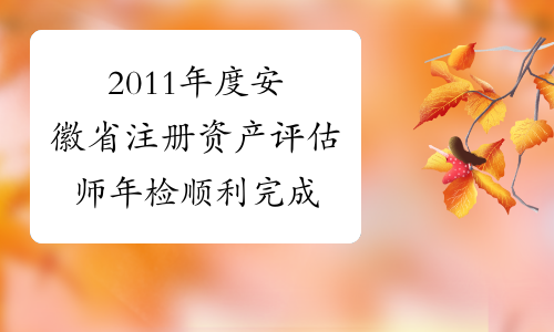 2011年度安徽省注册资产评估师年检顺利完成