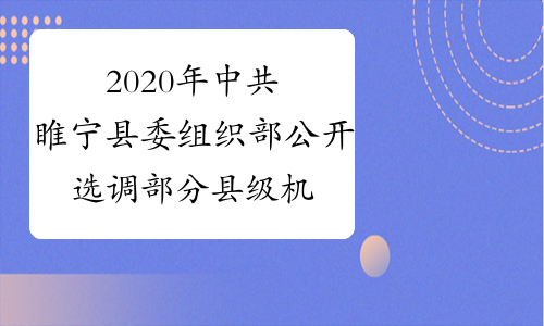 2020年中共睢宁县委组织部公开选调部分县级机关工作人员8名