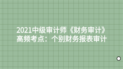 2021中级审计师《财务审计》高频考点：个别财务报表审计.png