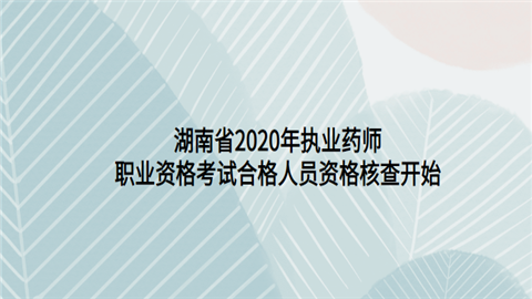 湖南省2020年<a style='color:#2f2f2f;cursor:pointer;' href='http://wenda.hqwx.com/cat-26.html'>执业药师</a>职业资格考试合格人员资格核查开始.png